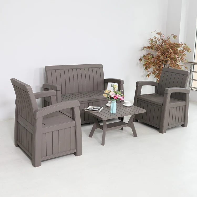 Hot Sale Outdoor Plastic Storage Bench Patio Lounge Couch For Garden