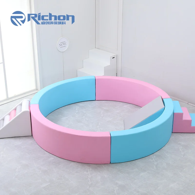 Soft Play Foam Block Purple Pink Mat Indoor Playground Toddler Soft Play Equipment Set With Ball Pit