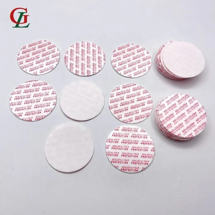 Custom Self Adhesive Pressure Sensitive Bottle Jar lid Seal Foam Induction Liner Ps Foam Liner Sealed For Your Protection in red