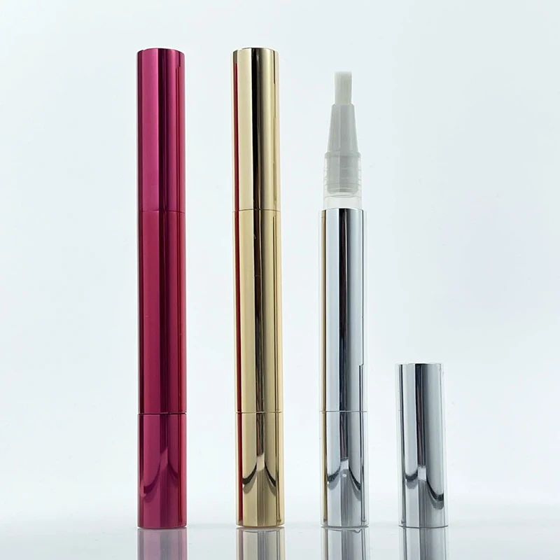 2ml 4ml Empty Aluminum Cosmetic Gold Twist Pen Lip Gloss Tubes With Brush Applicator