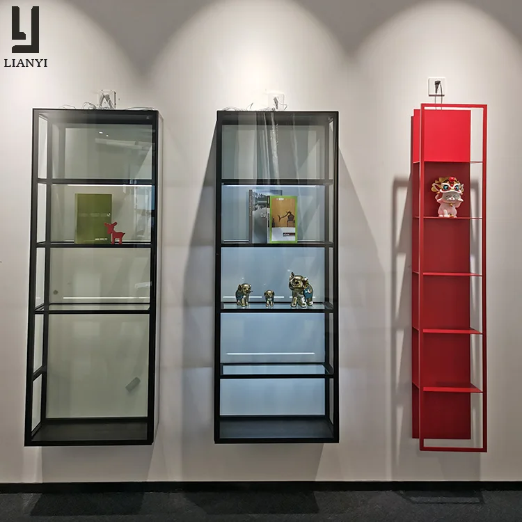 Современный роскошный стеклянный шкаф для гостиной с металлической рамой
