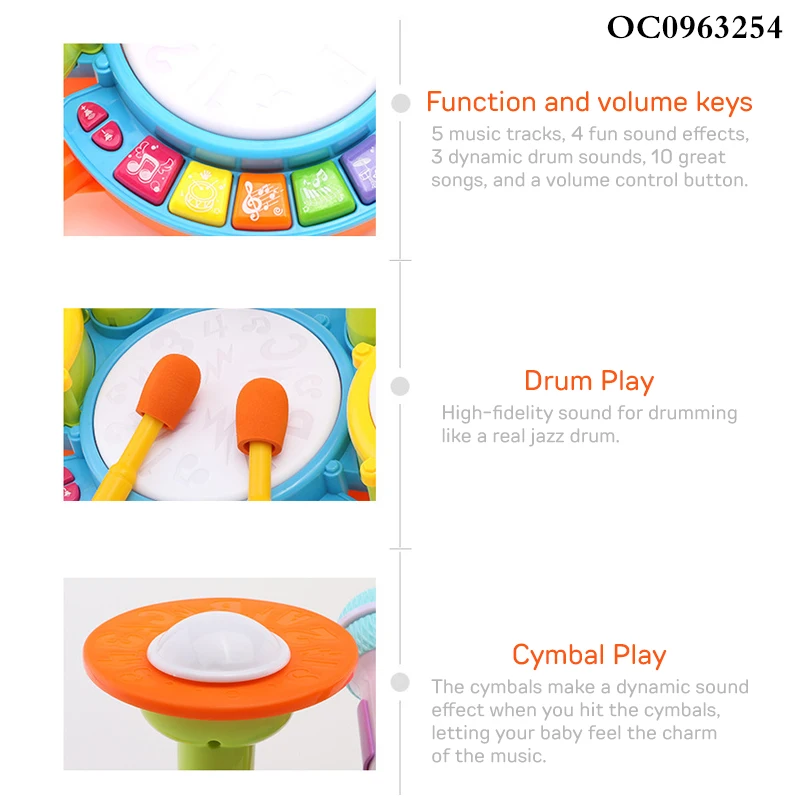 Kids Piano Jazz Drums Microphone Set Toy Musical Instruments Battery Operated Toy