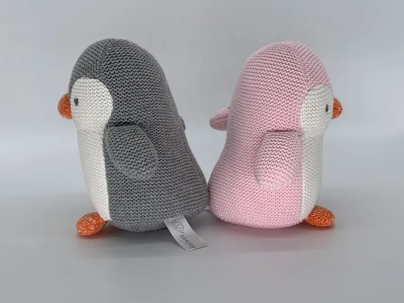 Cute Custom Soft Purple Stuffed Doll White Seal Animals Scarf Plush Penguin Animal Toy For Christmas