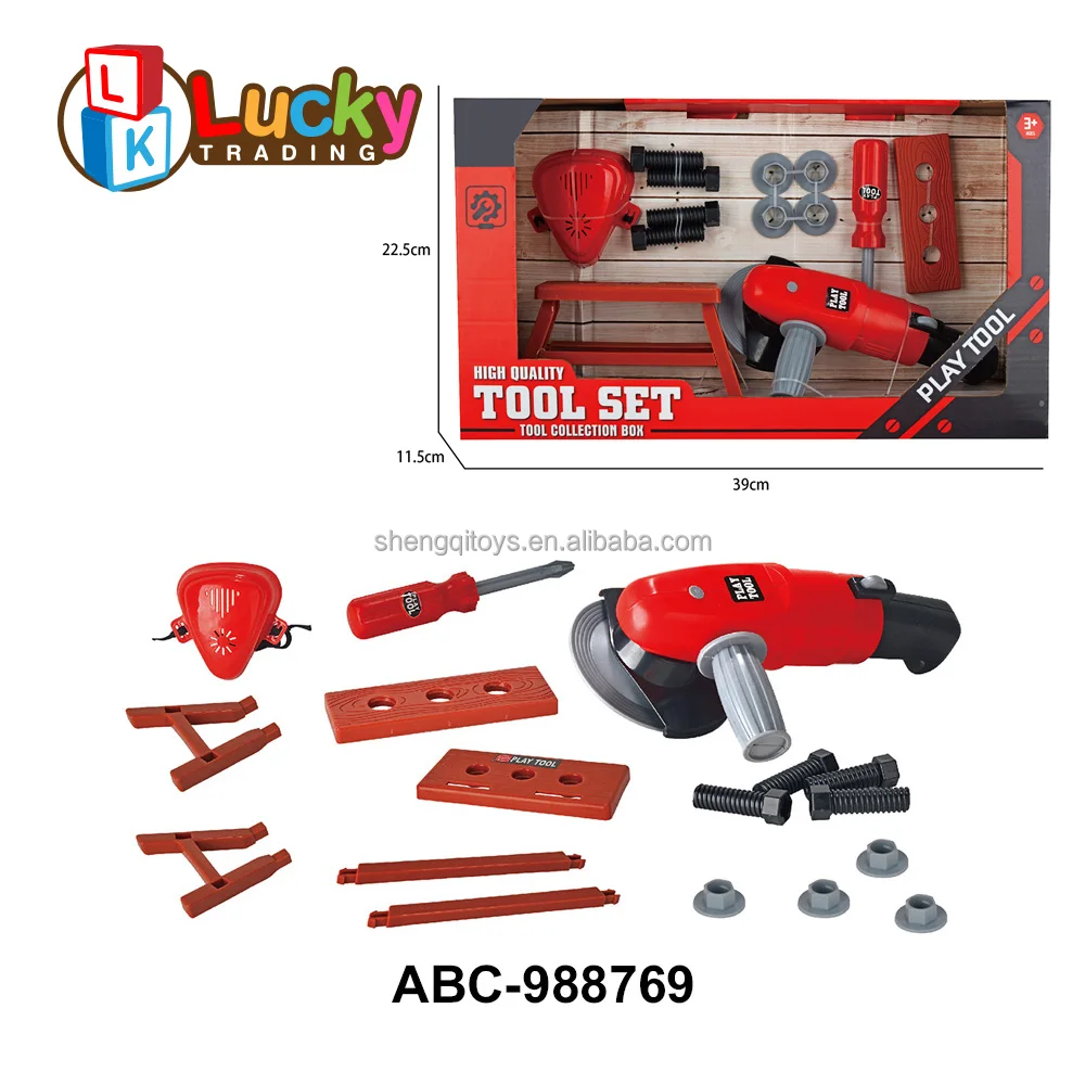 Pretend Play Toddler Tool Toys with Construction Worker Box & Electronic Drill Chainsaw Toy for Boy