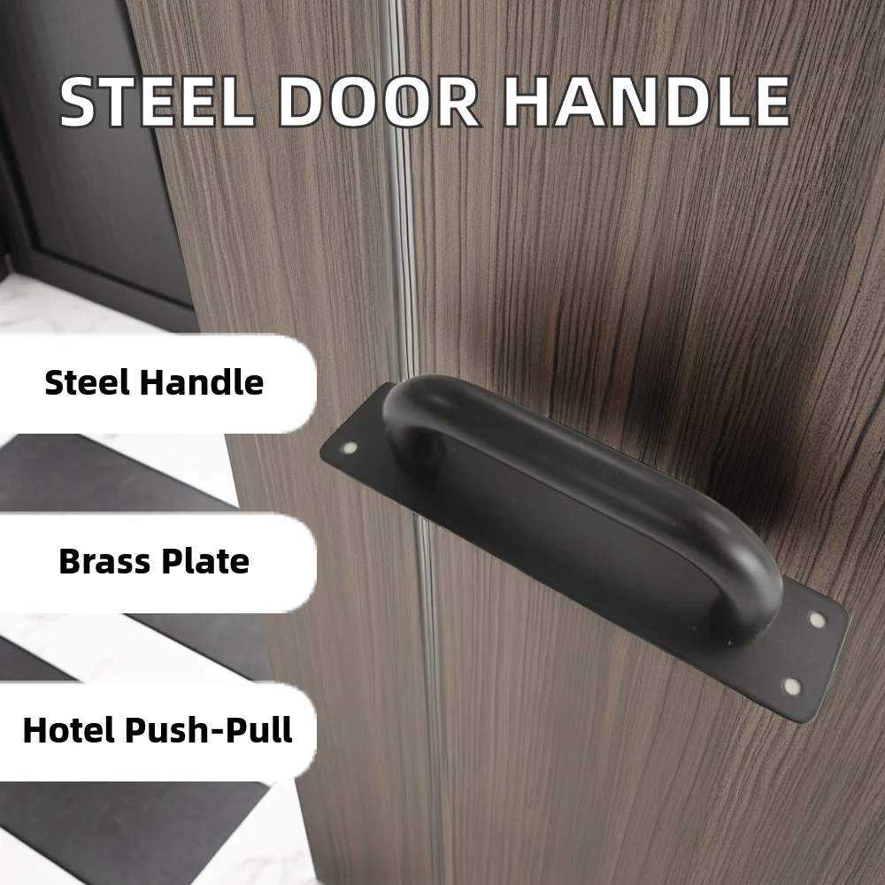 Custom Good Powder Coated Steel Aluminum Gate Door Handle Home Office Hotel Barn Door Stainless Steel Push Pull Handle Plate