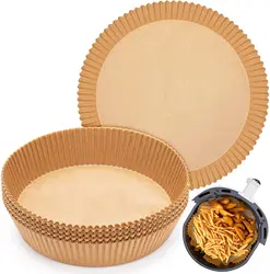 50pcs Natural color Round-shaped Food Grade Baking Paper Disposable Fryer Paper Pads