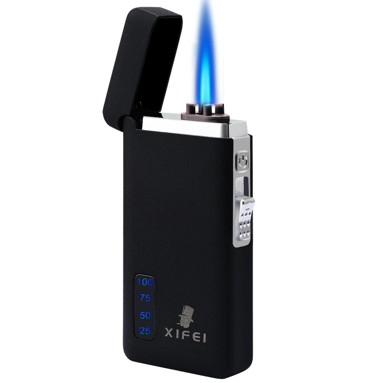 Оптовая продажа, уникальная Зажигалка XiFei с двойной дугой, электрическая зажигалка с USB-зарядкой, матовая черная Бутановая Зажигалка для сигар