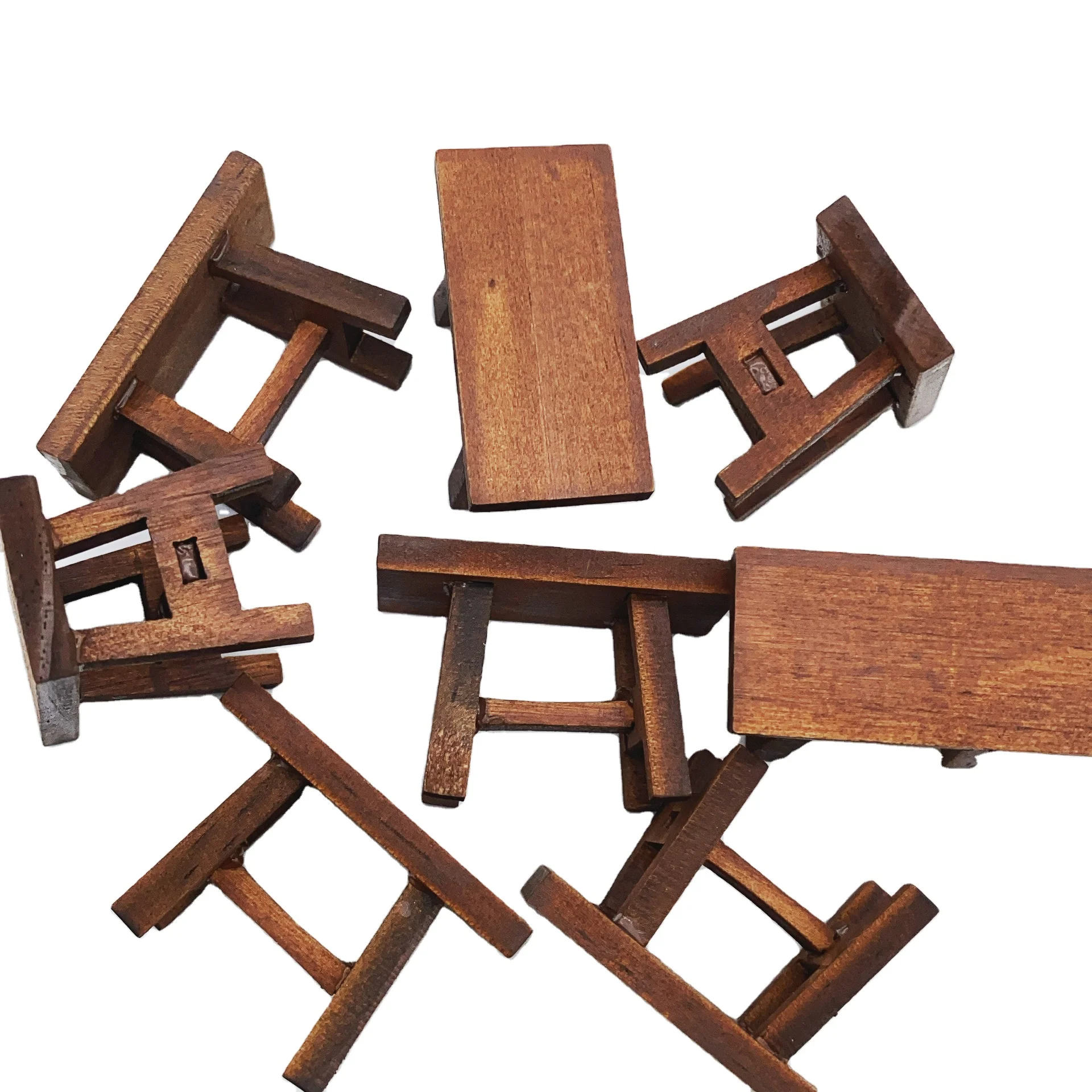 new product 2024 Dollhouse1/12 Doll house miniature food play retro small bench model pocket furniture play house toys