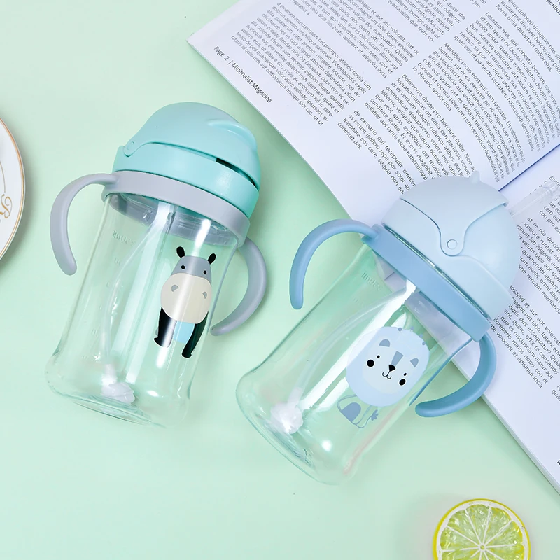 Hot Selling 2024 New Product Custom 400ML Clear Water Bottle Plastic Sport Children Cartoon Kid Drink Bottle Cute With Straw