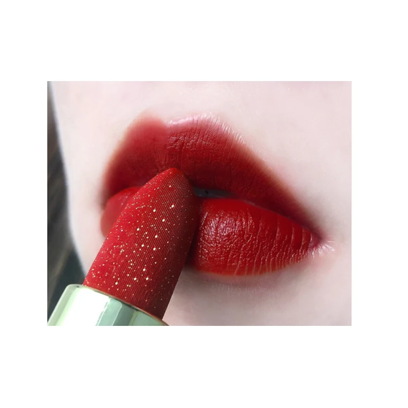 Hot Selling Makeup Pink Red Waterproof Glitter Matte Lipstick With Private Label