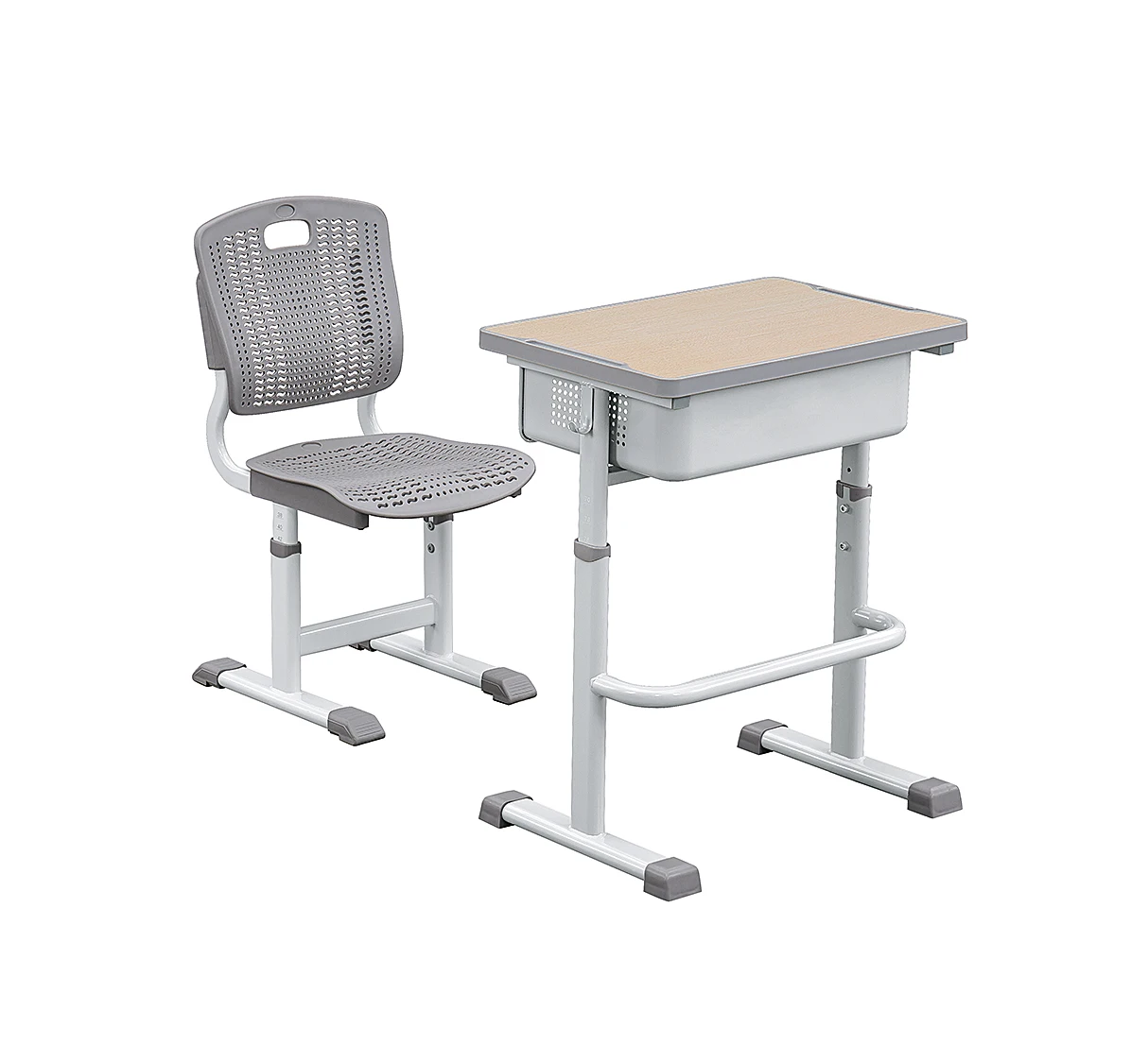 Customized Primary school furniture Adjustable Height  Single MDF Student Desk And Chair Set