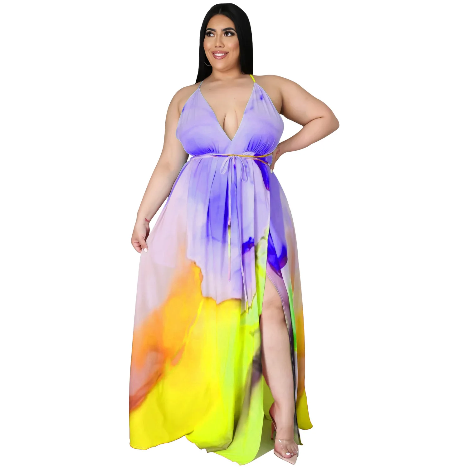 Bandage Dresses for Women Premium Exquisite Summer Plus Size Fashionable Strappy Strapless Backless Split Empire Swing Dress