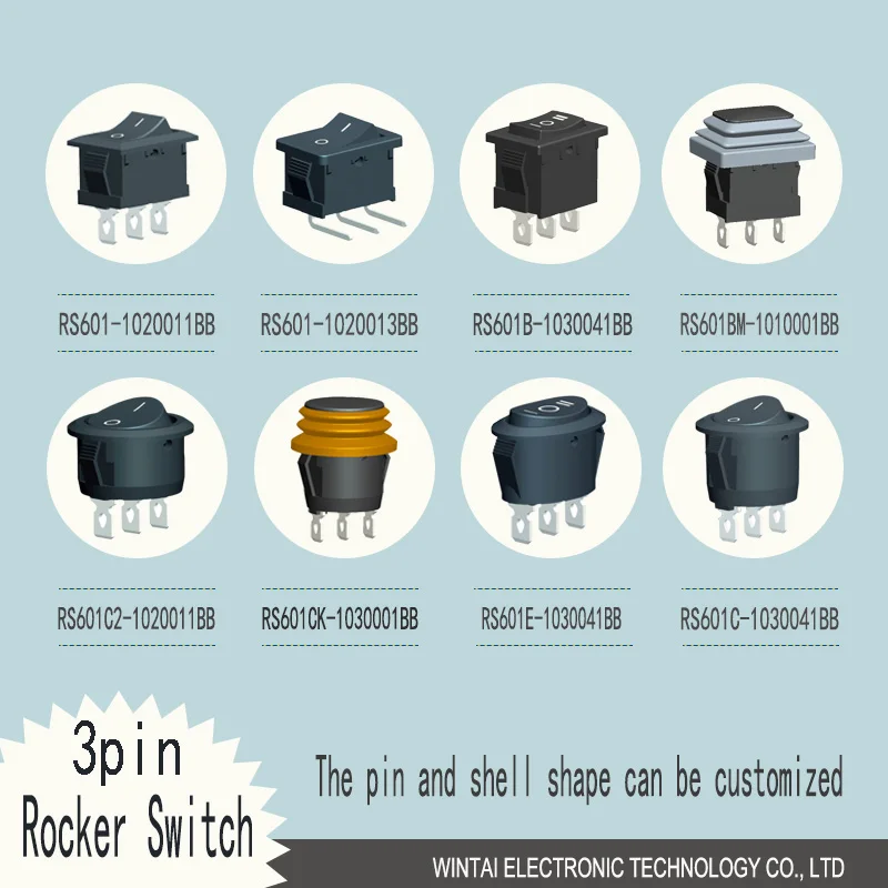 Wintai-Tech KCD7 2 12V Rocker Switch Panel Rocker Switch 20A On/Off Mini 2Pin Rocker Switch China Factory