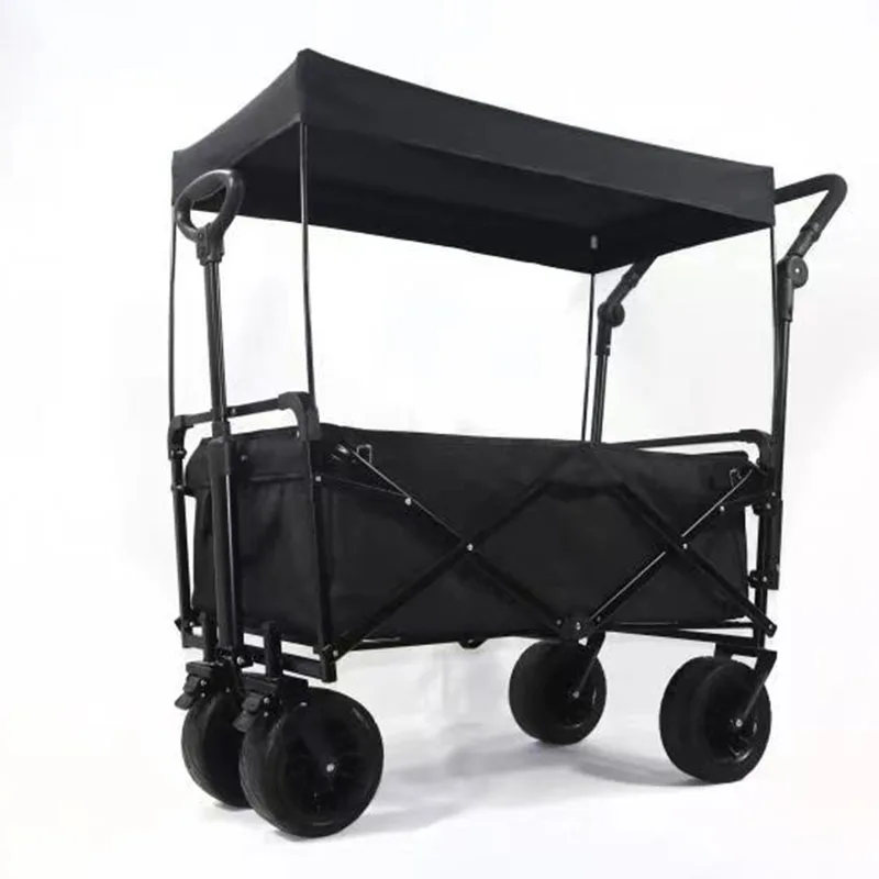 Portable metal beach fishing trolley outdoor folding beach utility cart trolley wagon for sand