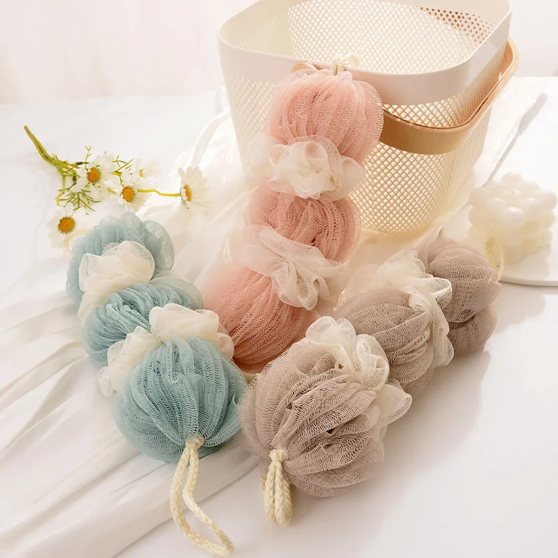 Skin Exfoliating PE Mesh shower puff wholesale bath belt shower strip sponge for body washing