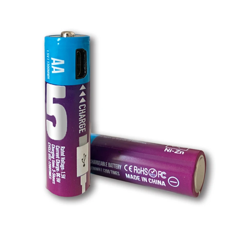 Reusable Rechargeable AA Batteries 1.2V 1.5V Micro Port Charging USB AAA Battery 4 Pack 2 Pack Set 1000mah 450mah