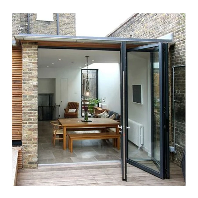 Aluminium double glass bi-folding doors sound insulation slide and fold door