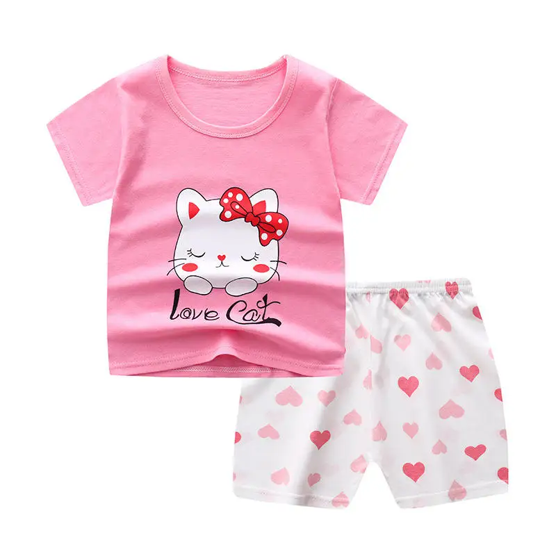 Baby Boys Sets Summer Girls Clothes Sets Short Sleeve T-shirt+Short Pants Cotton Sports Suits Cartoon Shark Children Clothing