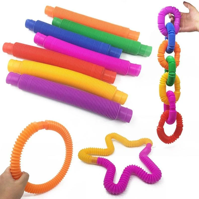 COMEMOIR Pop Tubes for Kids Stretch Bend Build and Connect Toy Provide Tactile and Auditory Sensory Play