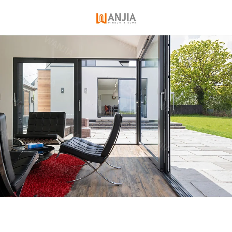 WANJIA exterior patio glass aluminium sliding doors aluminum 96 x 80 sliding glass door minimalist design sliding patio door
