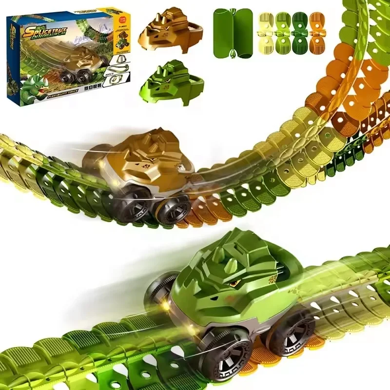 RC Car Track Set Electric Car Toy with Lights Educational Slot Toys Rainbow for Kids OEM Unisex Train Plastic Track 1.5V 100pcs