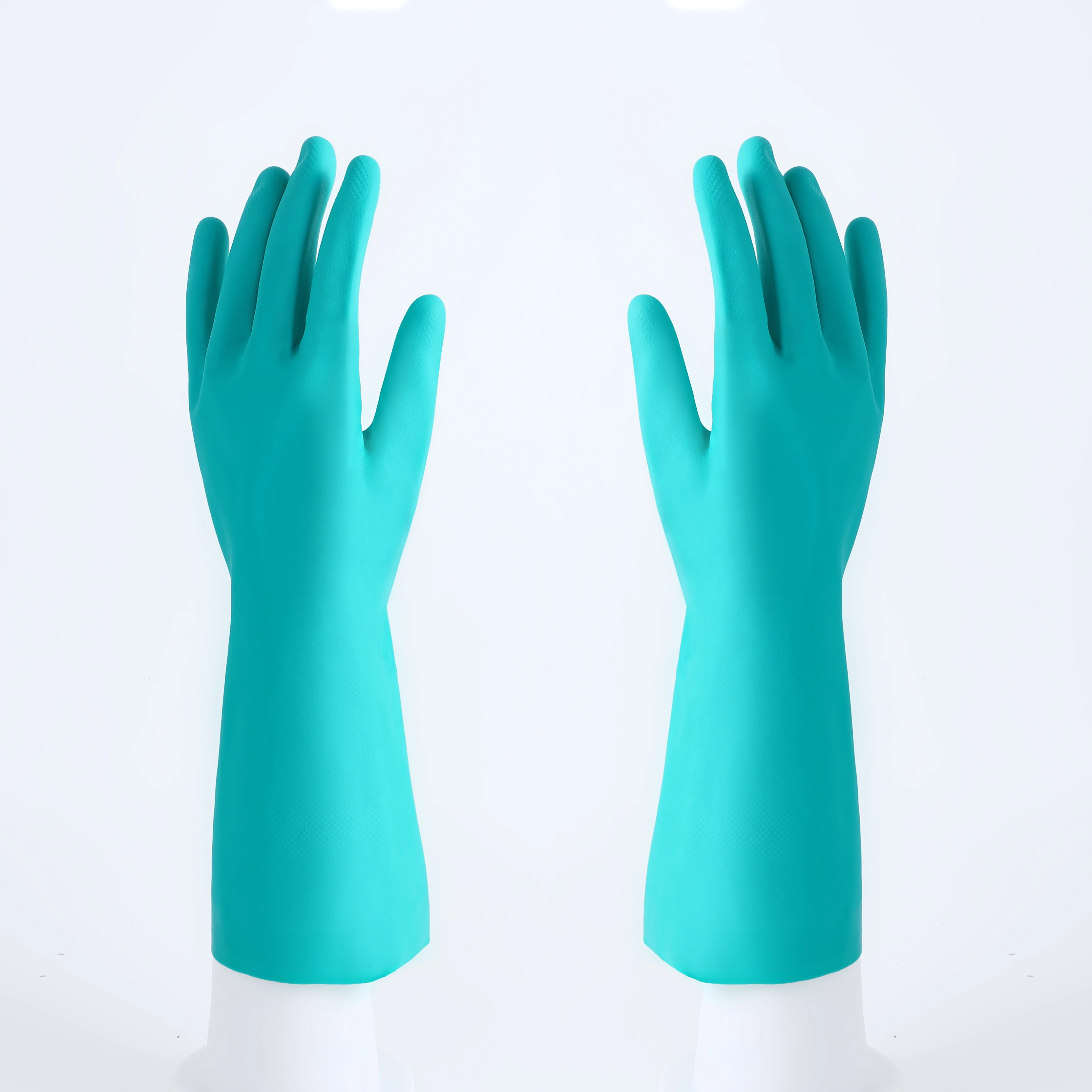 Waterproof Heavy Duty Gloves Green Nitrile Guantes de Nitron Guante Nitrilo Industrial working safety hand job protective gloves