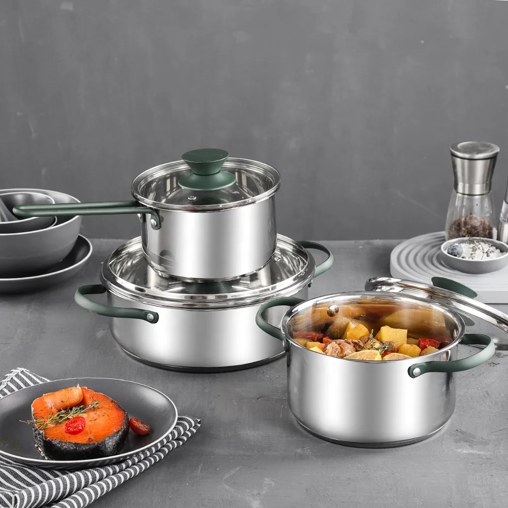 Kitchen 3 Pcs Non Stick Cookware Set Stainless Steel Cooking PURE