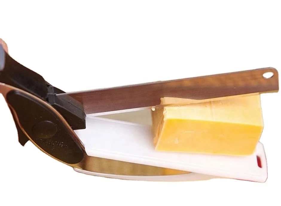 2 in 1 Multi-Function Kitchen Scissors Cutter Knife&Board Stainless Steel Knives Meat Potato Cheese Vegetable Cut