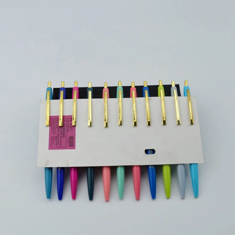 Cheap Advertising Promotional  Simple Personalized Transparent cheap blue plastic barrel ball pen with gold clip