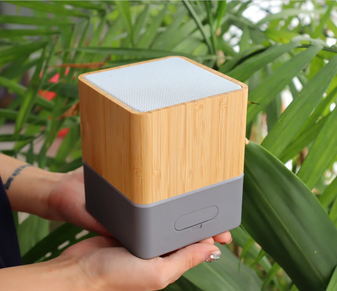 Square Mini Portable Bamboo  Bluetooth Speaker with IPX4 Waterproof  Wireless Bluetooth Speaker for Home  Outdoor Travel Camping