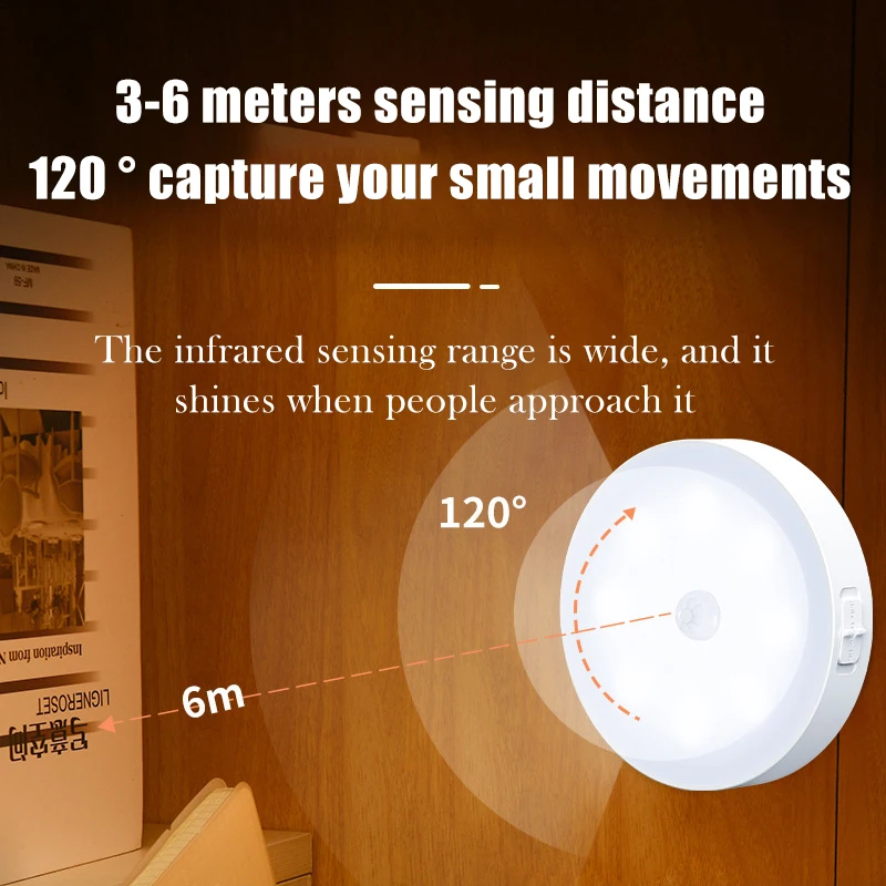 Howlighting Magnet USB Rechargeable Induction Night Lamp LED Cabinet Motion Sensor Night Light