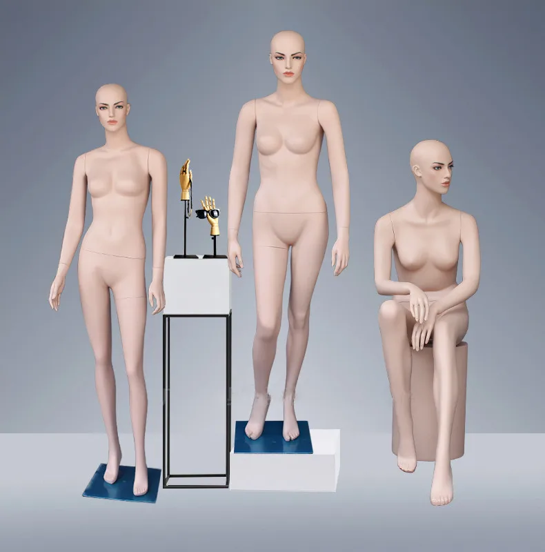 Mannequins Full-body Female Body Mannequin Full with Arms Realistic Display Head Turns Form Glossy Fiberglass Hips