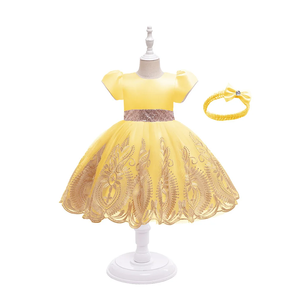 baby Bow-knot mesh tutu skirt party children lace birthday wedding designs flower girls princess model night dresses