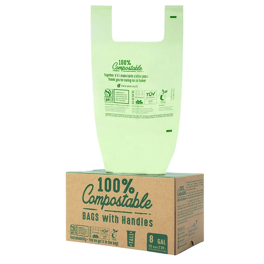 custom strong compostable corn strach yard trash bags