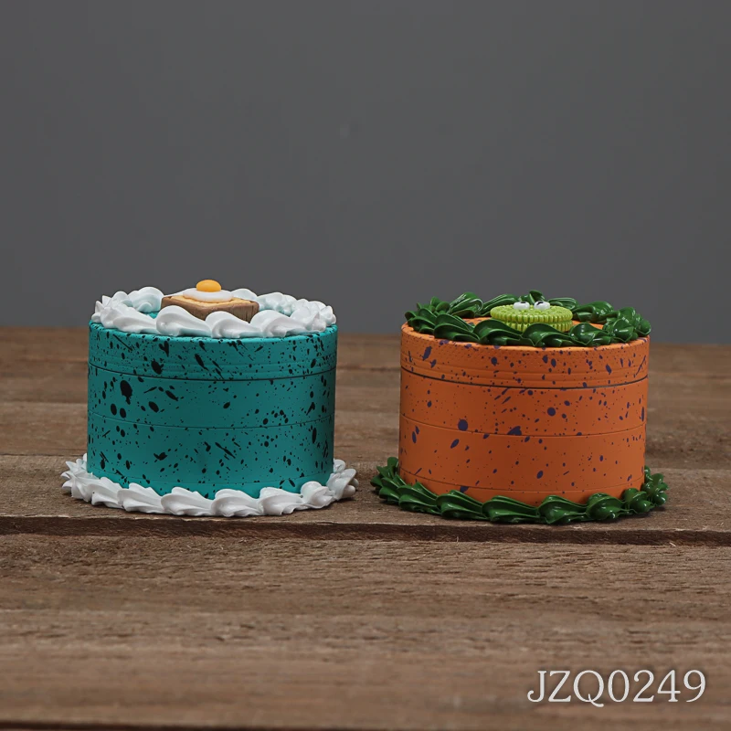 Mix Colors Painted Cake Grinder Cute Zinc Alloy smoking accessory Tobacco herb grinders with display box