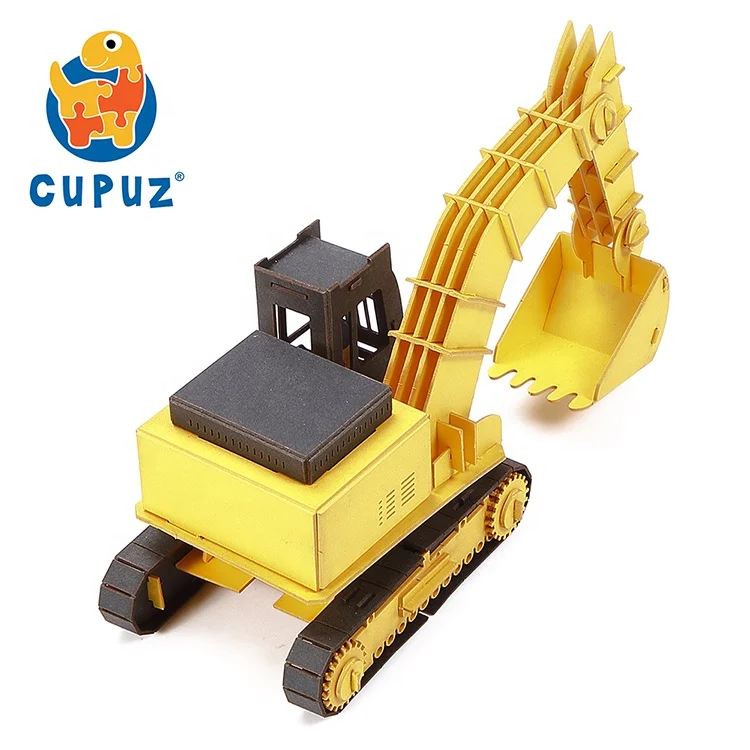 Engineering truck car toy for kids laser cut paper craft 3d jigsaw puzzles Excavator Model
