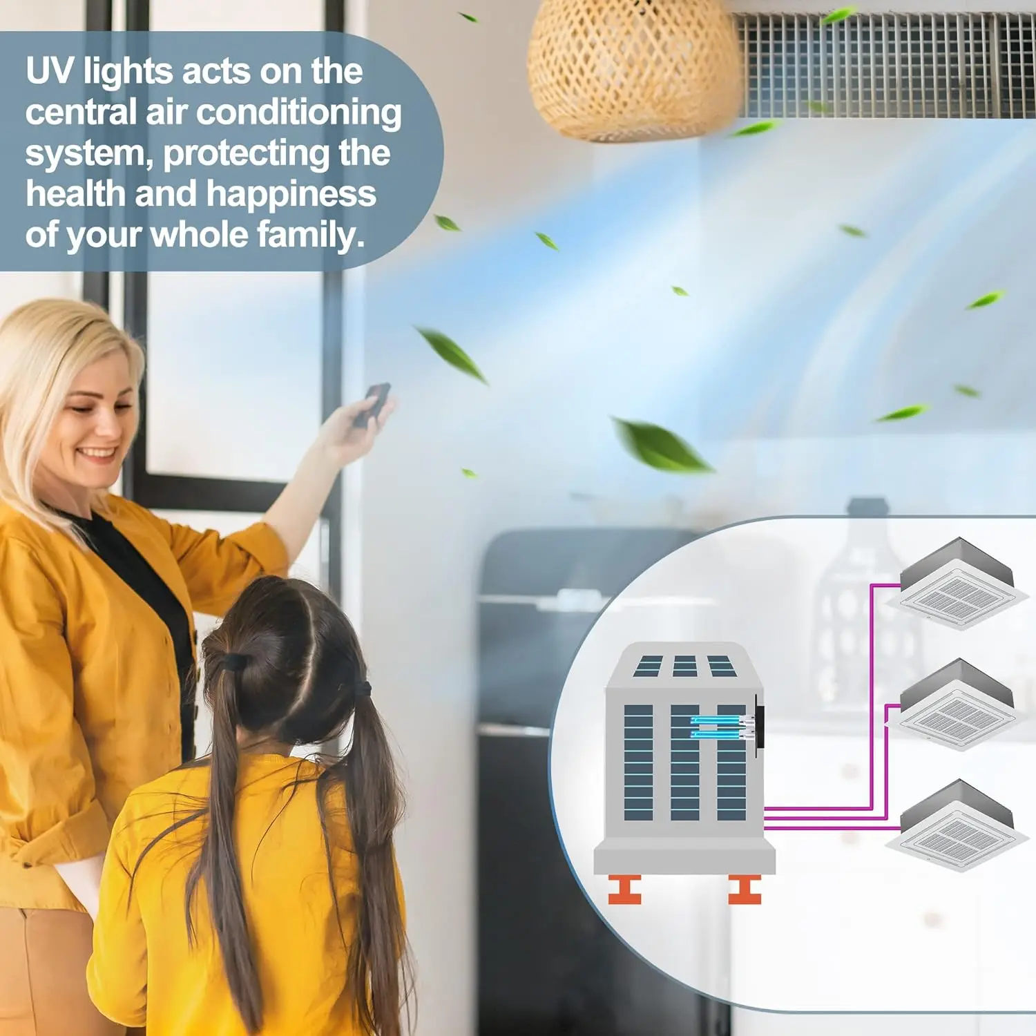 120v HVAC Green UvC Germicidal Dual Lights lamp bulb for whole house HVAC Air conditioner central Duct work air purifier