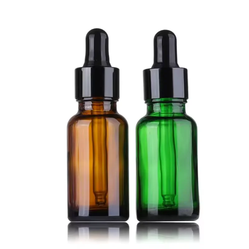 15ml Oil Bottle Black Glass Round Essential Oil Packaging Container Cosmetic Bottle