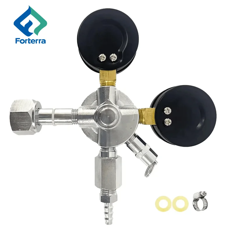 High Quality Brass Material Dual Gauges CO2 Keg Regulator Beer Regulators with Pressure Adjustment Knob