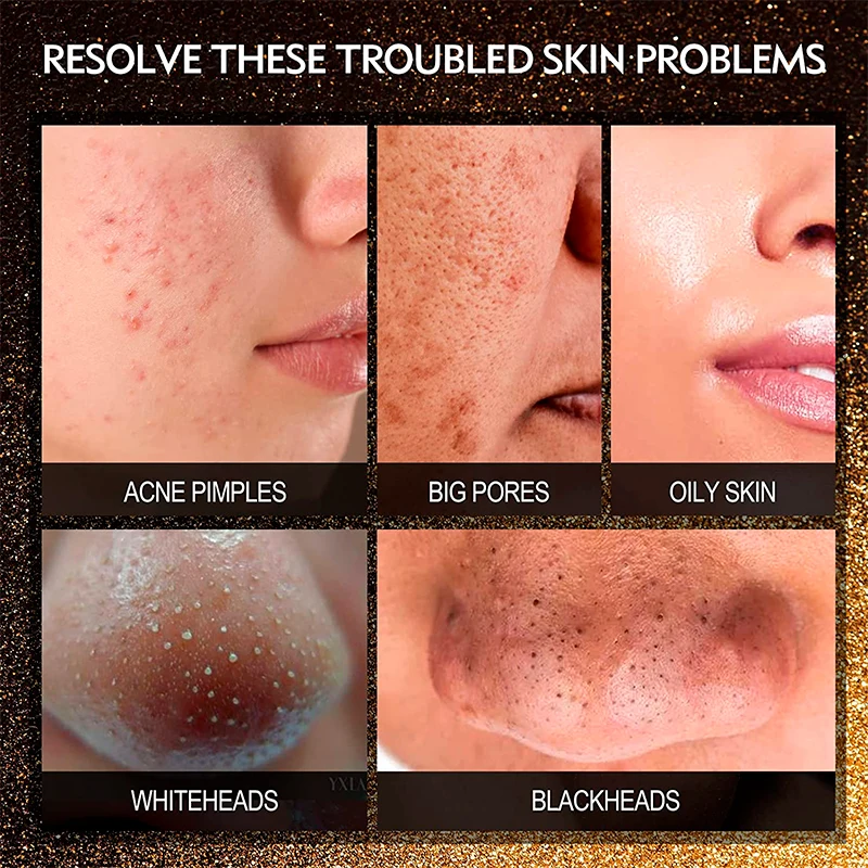 24K Gold Deep Cleansing Diets Pores Oily Peeling Mask Blackhead Remover Peel Off Face Mask with Brush Serum