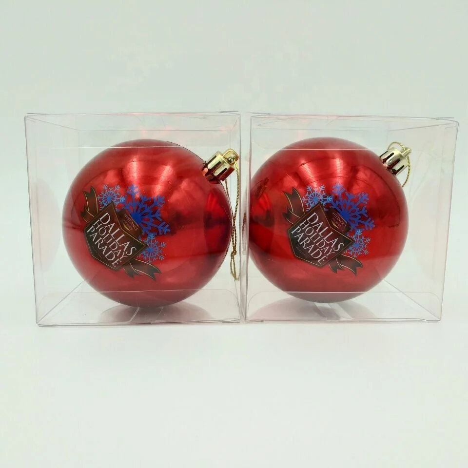 8cm custom plastic christmas ball ornament with full color printing