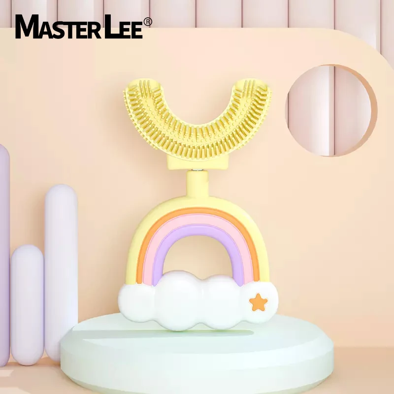 Masterlee Silicon Baby children two sizes U shape gel tooth brush rainbow lion kid oral tools tooth brush