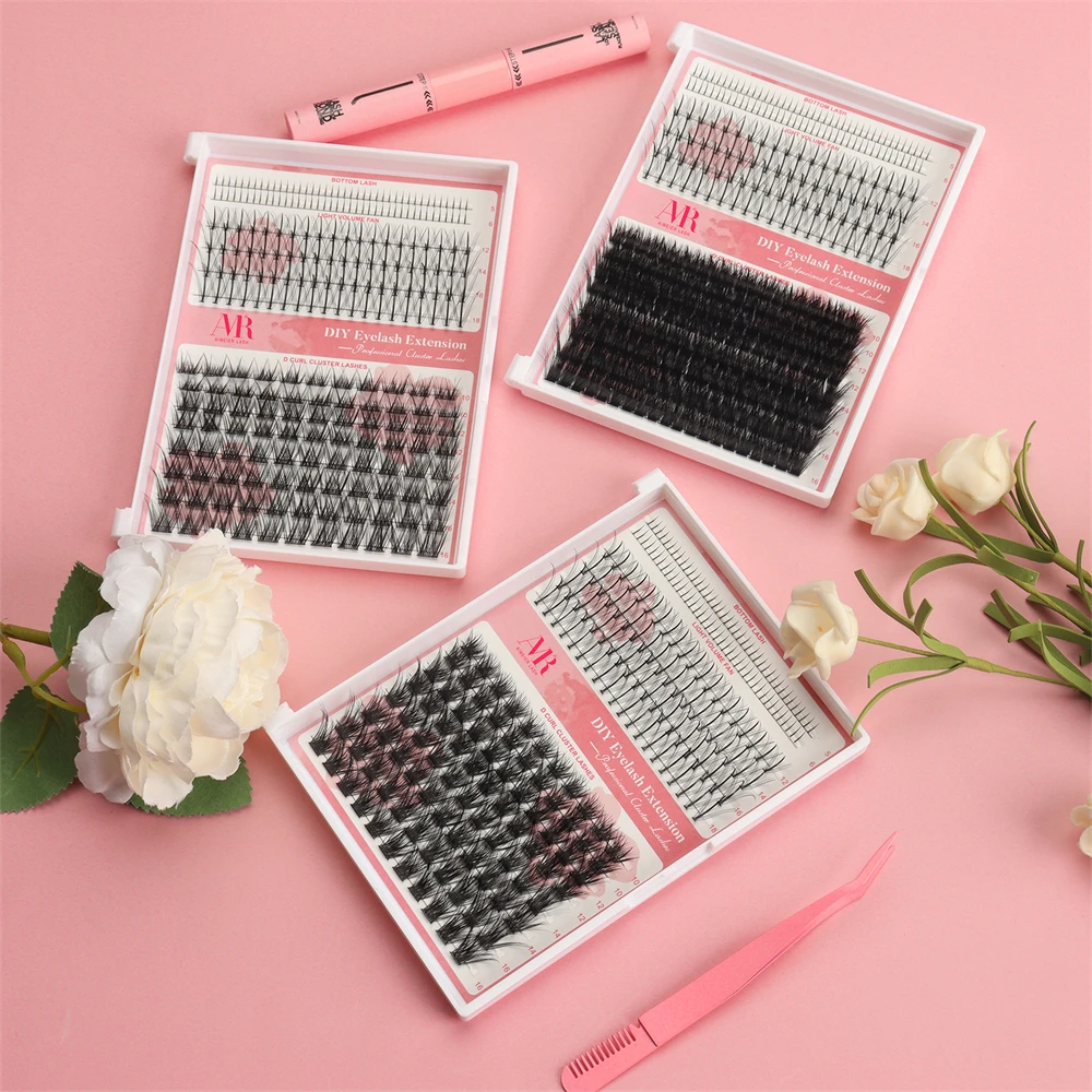 Bulk Cluster Lashes Fluffy Private Label Natural D Curl Cluster Lash Kit Korean PBT Segments Glue And Tweezers Clusters Lashes