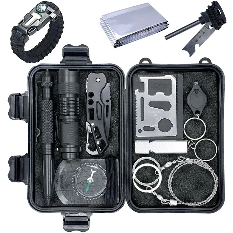 Wilderness Hunting Camping 12 in 1 Outdoor Wild Survival Gear Emergency Survival tools Kit