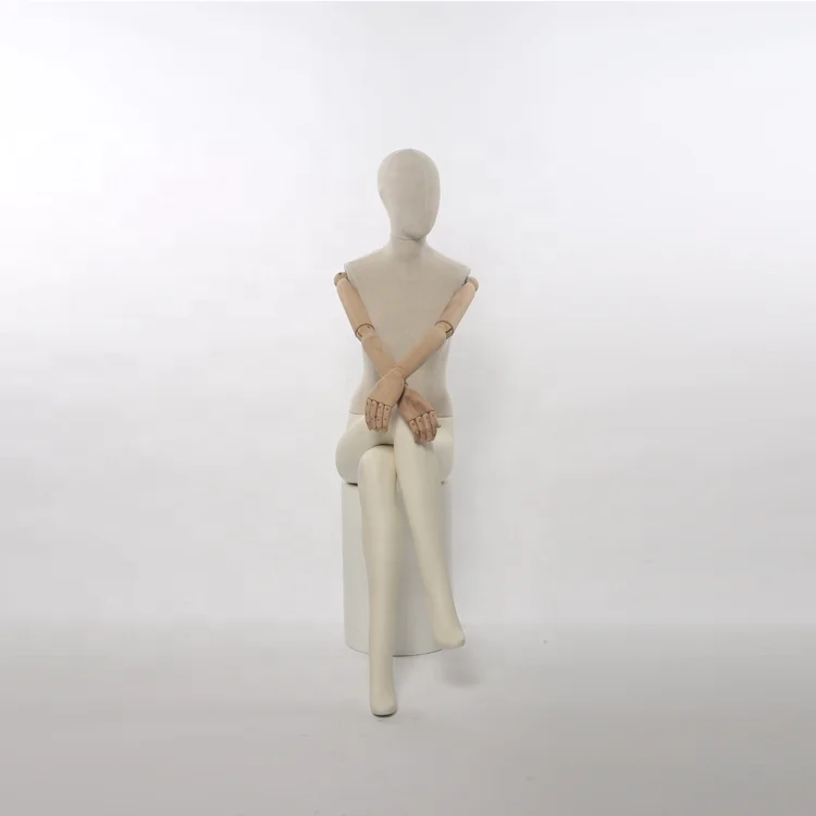meyshow fabric female sitting mannequin women wrapped menichini for wedding dress flexible wooden arm lady linen maniquies
