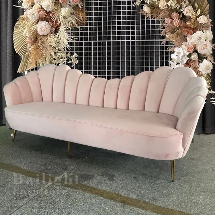 Bailight Furniture Popular Design Modern Living Room Green Button Style Lounge Seating Velvet Fabric Sofa for Wedding