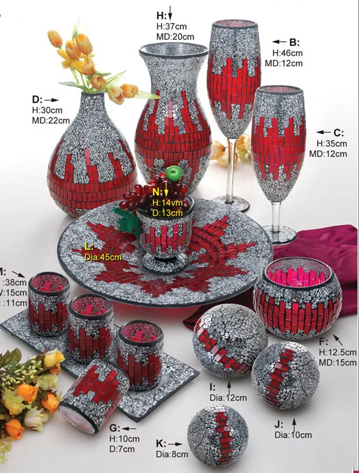 Black and luxcury mosaic glass flower vases with high quality