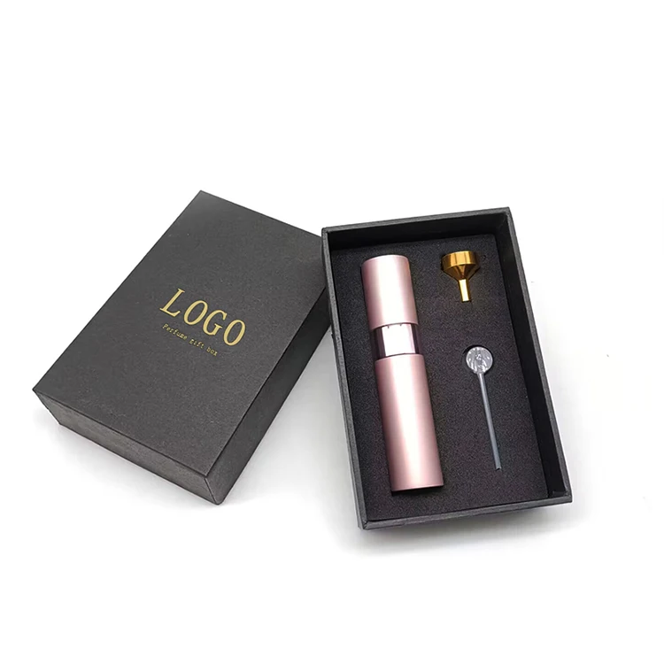 factory custom mini rectangle black perfume gift set empty paper box perfume bottle packaging box