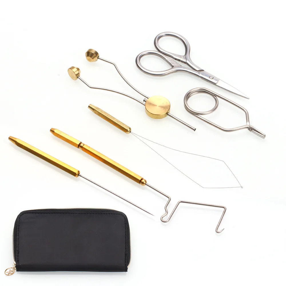New fly fishing tying tool kit all-rounder fishing starter tieing tools making set bobbin scissor bodkin whip finisher