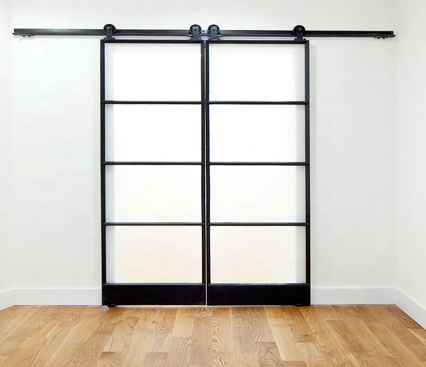 Modern Exterior Wrought Iron Sliding Barn Door Design Entry Wrought Iron Door With Glass